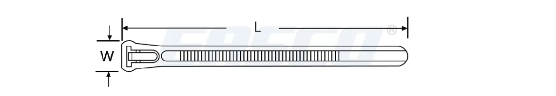 Technical Drawing of GTRN Releasable Cable Tie