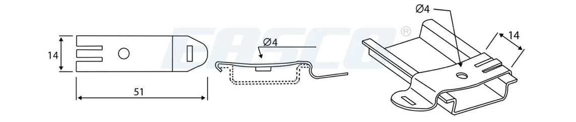 Technical Drawing of DMC-35 Mounting Clip